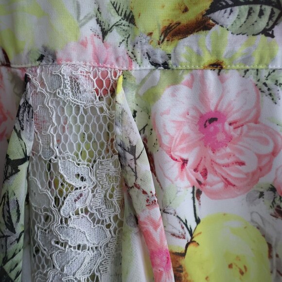 INC Floral Bouquet Lace - Midi Dress - Ruffle Handkerchief - Size 12 - NWT - Picture 10 of 13